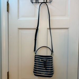 Kate Spade Black and White Striped Crossbody Bag with Keychain Wallet